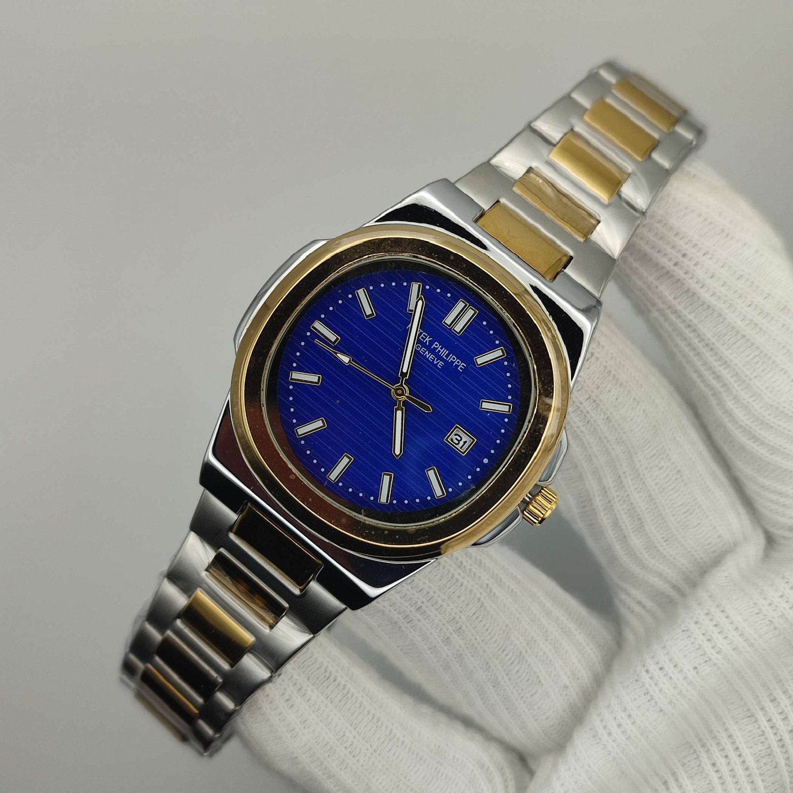 PATTEK PHILLIPY NAUTILUS 2 TONE WATCH ( Blue Dial )